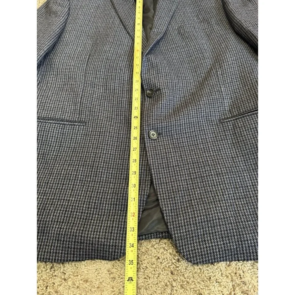 CHAPS 100% Wool Houndstooth Sport Coat Blazer Elbow Patches Academia Prof 48L